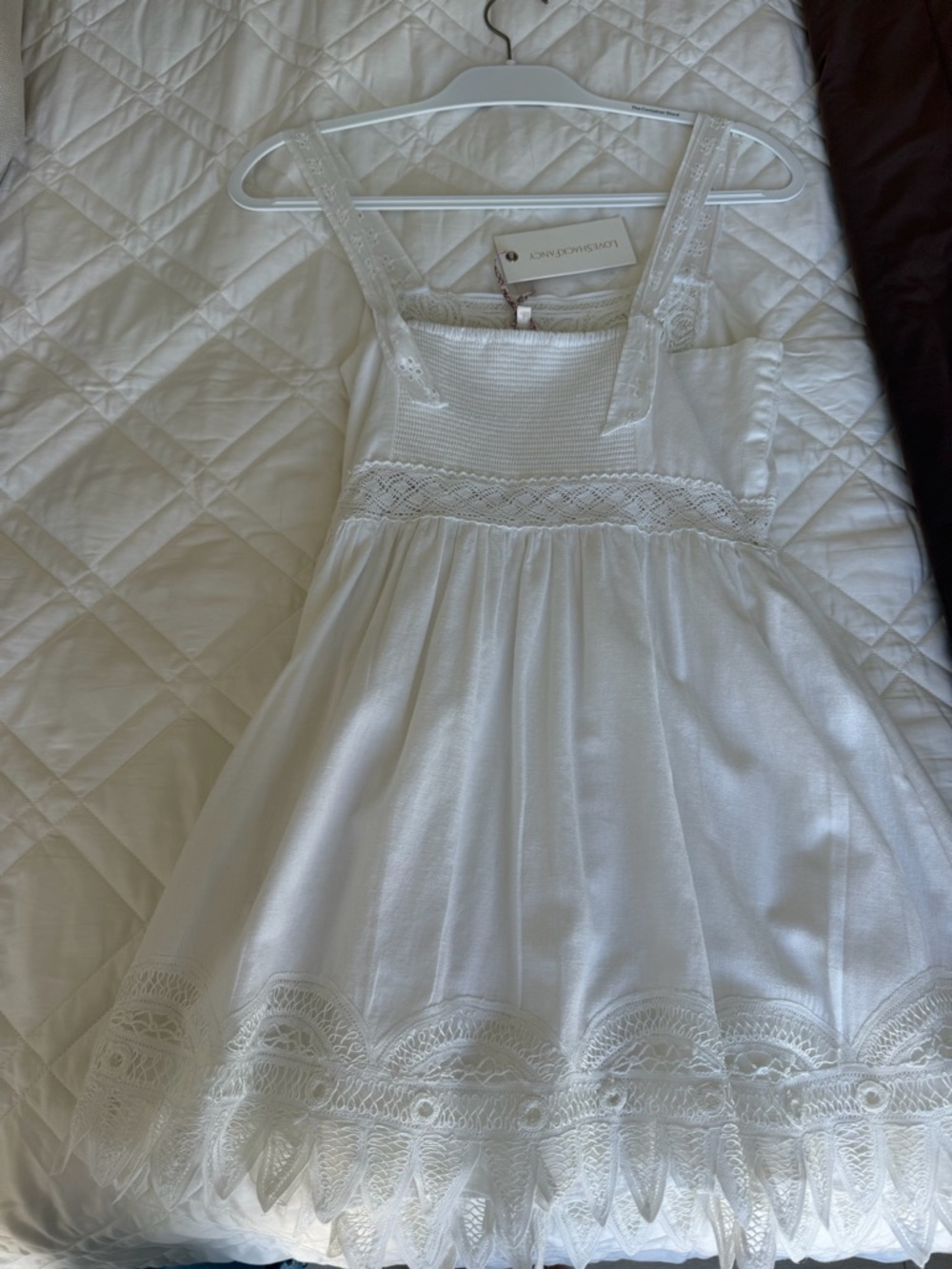 NWT LoveShackFancy tariah Pinafore White  dress - Picture 5 of 5
